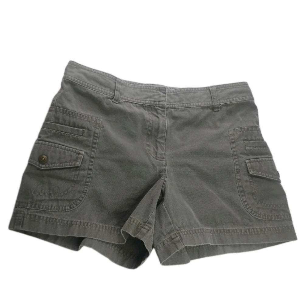 Vintage Y2K Bass Women's Cargo Shorts Green Size 6 Cotton Mid Rise